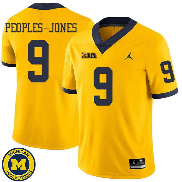 Men's Michigan Wolverines #9 Donovan Peoples-Jones Yellow Jordan Brand Football Jersey